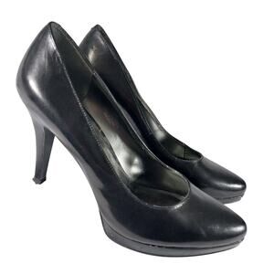 NINE WEST! GORGEOUS MINI PLATFORM CLASSIC BLACK SLIP-ON PUMPS, HEELS! SZ 8.5M